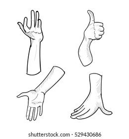 Set of hand gestures on white background. Vector illustration