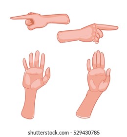 Set of hand gestures on white background. Vector illustration