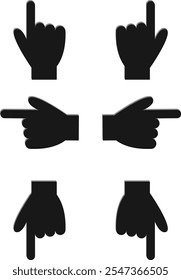 set of hand gestures vector in black