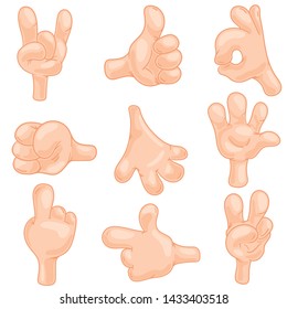 Set of hand gestures. Vector illustration on white background.