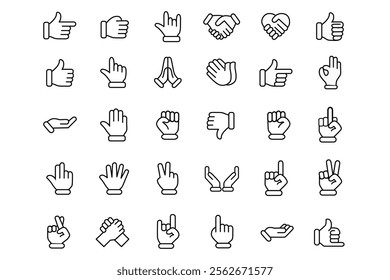 Set of hand gestures vector illustration.