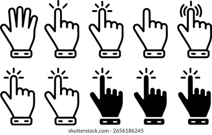 Set of hand gestures. Vector illustration in flat style. Isolated on white background.
