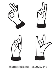 Set of hand gestures. vector illustration hands