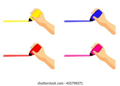 Set of Hand Give a Mark, isolated on white 
