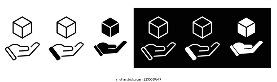 set hand giving a box icon symple. style your sign or symbol for app and web, vector illustration