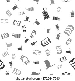Set Hand grenade , Flag , Military rank  and Military reward medal  on seamless pattern. Vector