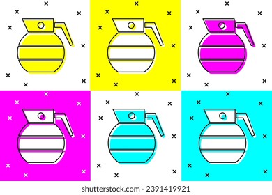 Set Hand grenade icon isolated on color background. Bomb explosion.  Vector