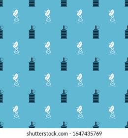 Set Hand grenade  and Radar  on seamless pattern. Vector