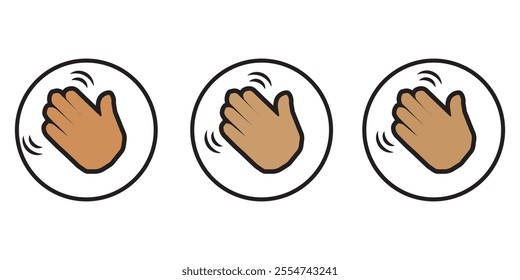 Set of hand hello icons. Hand waving, hand gesture, hello, hi, bye, wave hello, goodbye, greeting symbol. Vector. design eps 10 