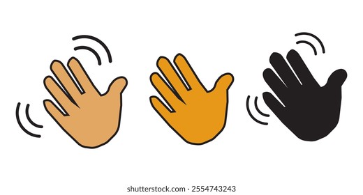 Set of hand hello icons. Hand waving, hand gesture, hello, hi, bye, wave hello, goodbye, greeting symbol. Vector. design eps 10 