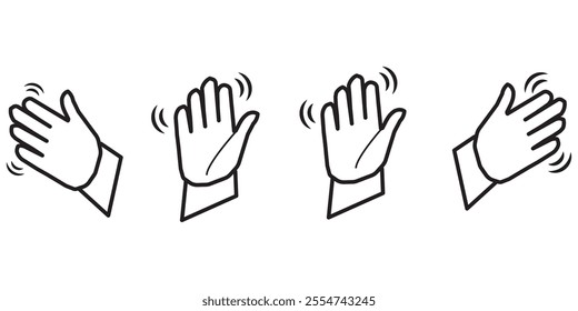 Set of hand hello icons. Hand waving, hand gesture, hello, hi, bye, wave hello, goodbye, greeting symbol. Vector. design eps 10 