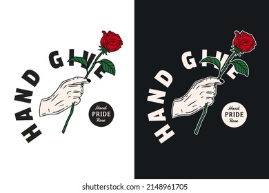 Set Hand Hold Rose dark illustration skull bones head hand drawn hatching outline style mystical celestial symbol tattoo merchandise t-shirt merch