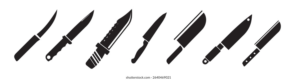 set of hand holding knife vector illustration