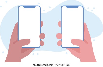 Set of hand holding tablet with blank screen vector illustration. tab with empty screen, mockup, app interface design elements