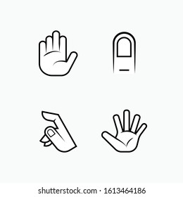 Set of Hand Icon. Symbol of Touch, Identification. Hand Skin As One of Human Sense Illustration. Types of Perception.