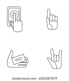 Set hand icons line contour