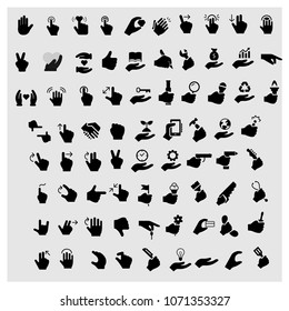Set of hand icons in trendy flat style isolated on grey background, modern symbol vector illustration for web