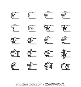 Set of hand icons in various gestures