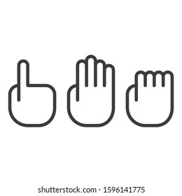 Set of hand icons. Vector illustration in flat design