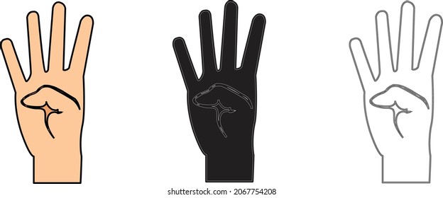 Establece la mano aislada en el fondo blanco. ilustración vectorial