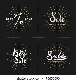 Set Hand lettering and calligraphy, lettering the best sales.Vintage sunburst.