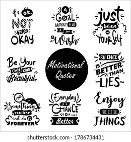 Set Of Hand Lettering Inspirational and Motivational Quotes