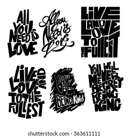 Set of hand lettering popular quotes Vector illustration