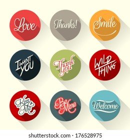 Set of hand lettering retro cards and vector labels with logos for web and print