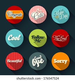 Set of hand lettering retro cards and vector labels with logos for web and print