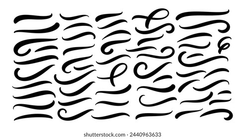 Set of hand lettering underlines lines. Vector underline stroke. Design concept element collection.