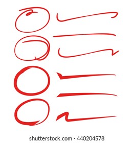 set of hand lettering underlines lines and red circle markers