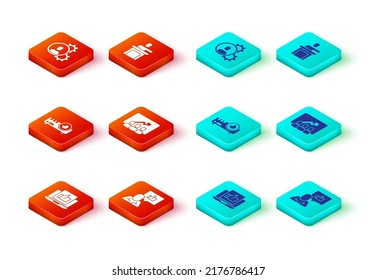 Ajusta la mano como, proyector multimedia, base del equipo del proyecto, icono de caza del altavoz y de la cabeza. Vector