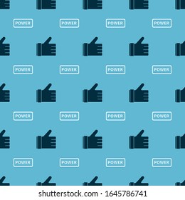 Set Hand like and Power button on seamless pattern. Vector