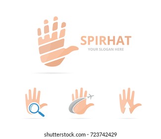 Set of hand logo combination. Arm symbol or icon. Unique support logotype design template.