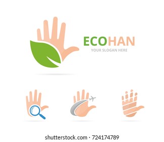 Set of hand logo combination. Arm and eco symbol or icon. Unique support and organic logotype design template.