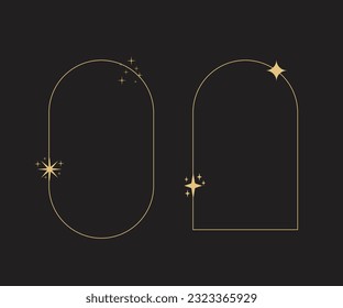 A set of hand logos in a mystical magic style. Vector logo design Templates with different hand gestures and stars For cosmetics, beauty, tattoo, Spa, manicure, jewelry store