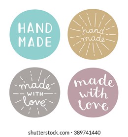 Set of hand made badges. Vector hand drawn illustration