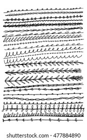 Set of hand made doodle leaves isolated