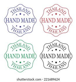 Set of hand made Thailand label on white background.