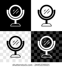 Set Hand mirror icon isolated on black and white, transparent background.  Vector