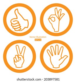Set of hand on white background.