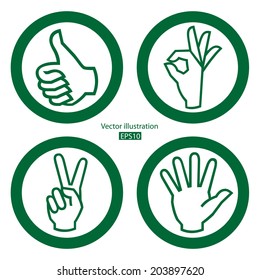 Set of hand on white background.