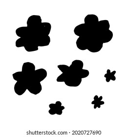 Set of Hand Painted Black Clouds. Vector Illustration. Dirty Design Element for Cards, Posters, Banners and Backgrounds