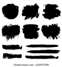Set of Hand Painted Black Clouds and Stripes. Vector Illustration. Dirty Design Element for Cards, Posters, Banners and Backgrounds