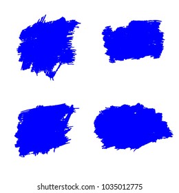 Set of Hand Painted Blue Brush Strokes. Vector Grunge Brushes. Vector Frame For Text Modern Art Graphics For Hipsters.  Dirty Artistic Creative Design Elements. Perfect For Logo, Banner.