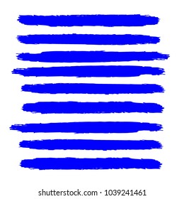 Set of Hand Painted Blue Brush Strokes. Vector Grunge Brushes. Vector Frame For Text Modern Art Graphics For Hipsters.  Dirty Artistic Creative Design Elements. Perfect For Logo, Banner.
