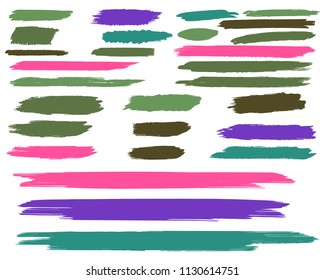 Set of Hand Painted Blue Brush Strokes. Vector Grunge Brushes. Vector Frame For Text Modern Art Graphics For Hipsters. Dirty Artistic Creative Design Elements. Perfect For Logo, Banner.