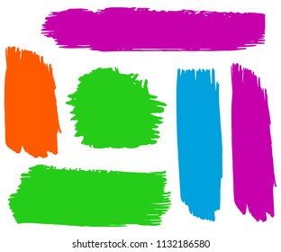 Set of Hand Painted Blue Brush Strokes. Vector Grunge Brushes. Vector Frame For Text Modern Art Graphics For Hipsters. Dirty Artistic Creative Design Elements. Perfect For Logo, Banner.