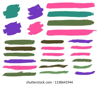 Set of Hand Painted Blue Brush Strokes. Vector Grunge Brushes. Vector Frame For Text Modern Art Graphics For Hipsters. Dirty Artistic Creative Design Elements. Perfect For Logo, Banner.