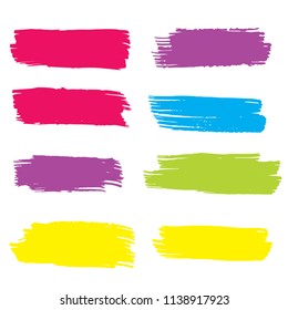 Set of Hand Painted Blue Brush Strokes. Vector Grunge Brushes. Vector Frame For Text Modern Art Graphics For Hipsters. Dirty Artistic Creative Design Elements. Perfect For Logo, Banner.